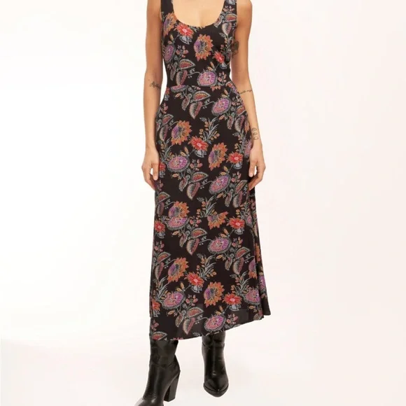 farm rio lace garden mix maxi dress Slip Maxi Dress in Black Majestic Garden